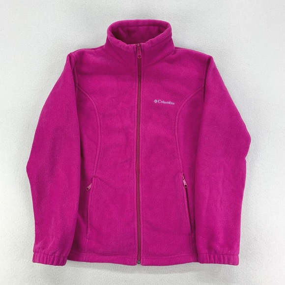 Columbia Fleece Jacket Womens L Pink Full Zip Warm Cozy Lightweight - Picture 1 of 10